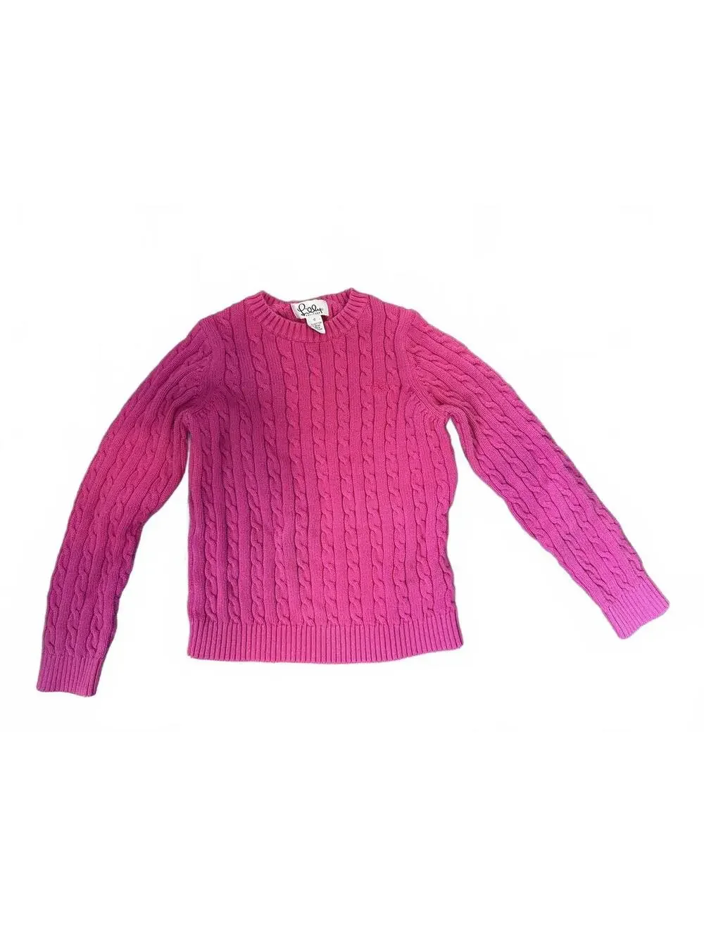 Girls Lilly Pulitzer Pink Cable Knit Cotton Sweater Size 10